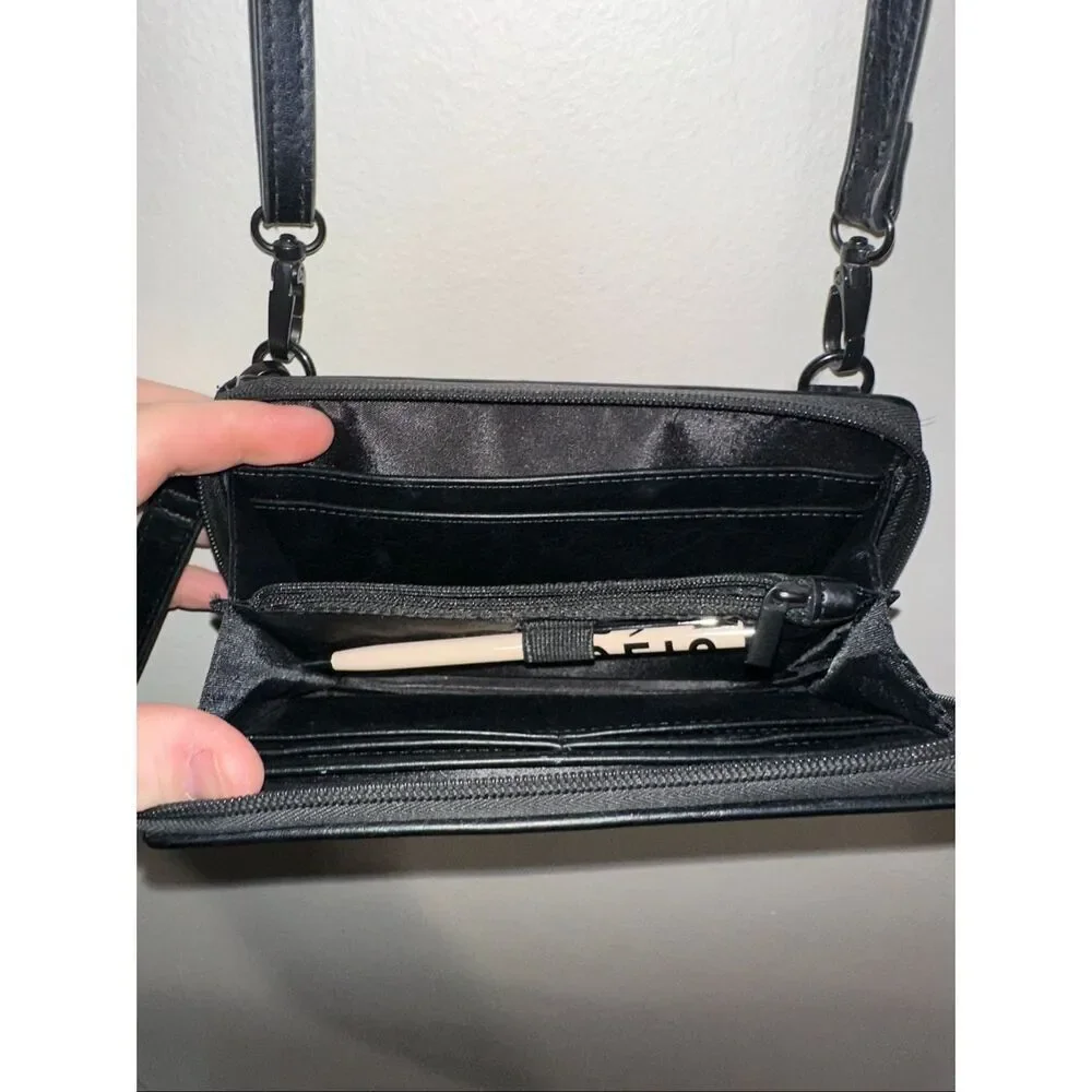 Beis Black Travel Zip Wallet Crossbody  Vegan Leather - Picture 5 of 5